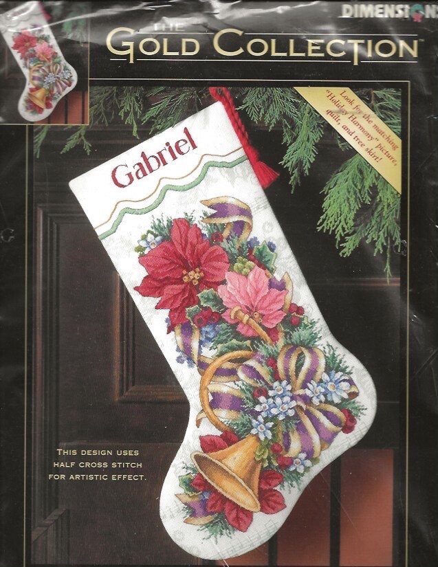 VTG Dimensions Gold Collection Holiday Harmony Counted Cross Stitch Stocking Kit