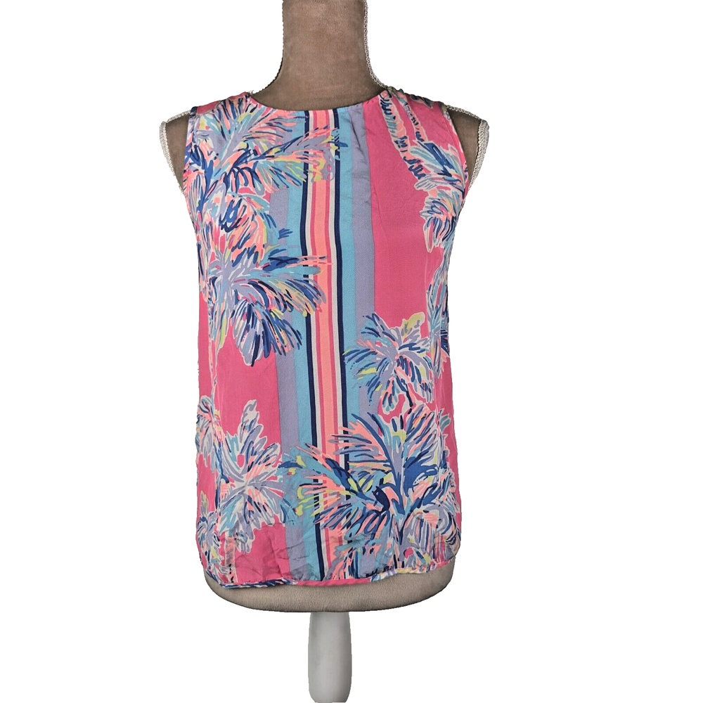 Lilly Pulitzer IONA Sleeveless Shell in Flamingo Pink with Nice Stems Print  