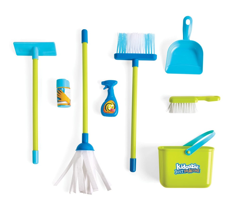 Cleaning Essentials Playset - 9-Piece Pretend Play Set with Broom, Mop, Duste...