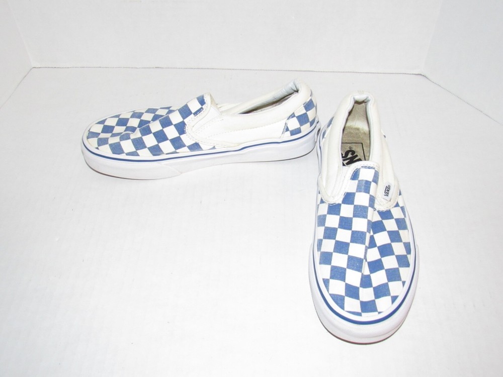 Vans Blue Checkerboard Unisex Slip On Skate Shoes Mens Size 4.5 Womens Size 6