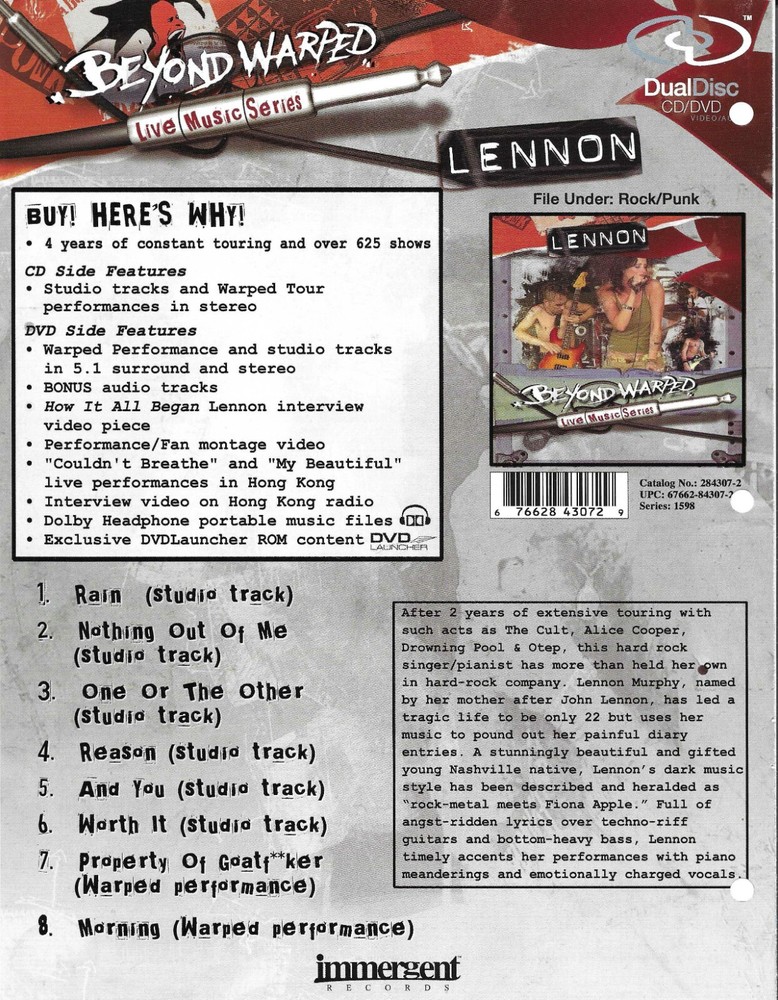 LENNON MURPHY & BILLY JOE SHAVER 2005 Double-Sided CD Promo Poster