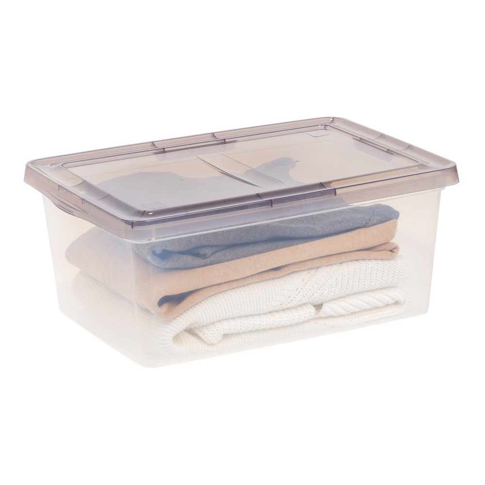 Clear 17 Qt IRIS Stackable Plastic Storage Bin with Lid