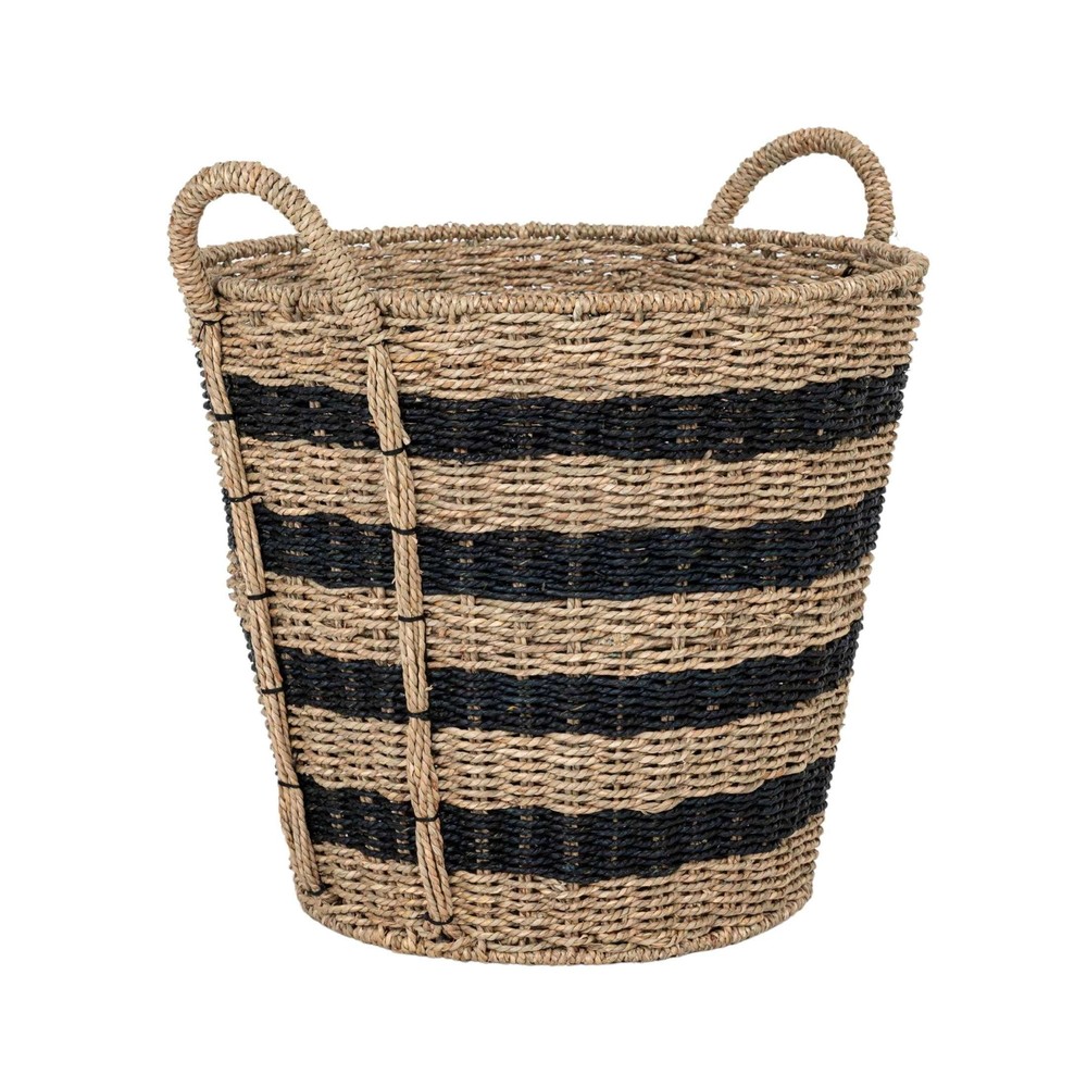 Better Homes  Gardens Extra Large Striped Seagrass Storage Basket with Handles