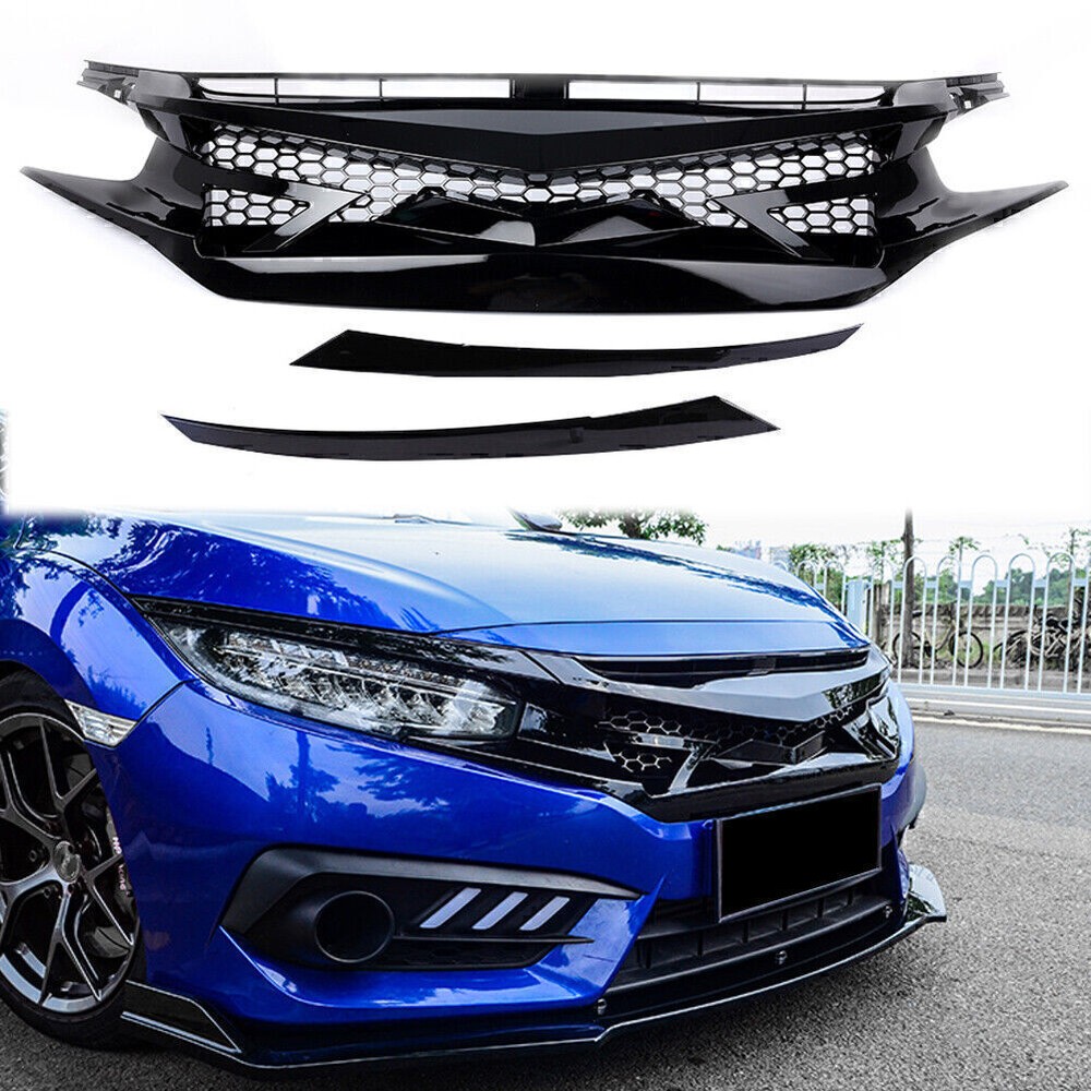 Custom Mesh Front Hood Grille for 2016-2018 Honda Civic 10th Gen FK8 - US Stock
