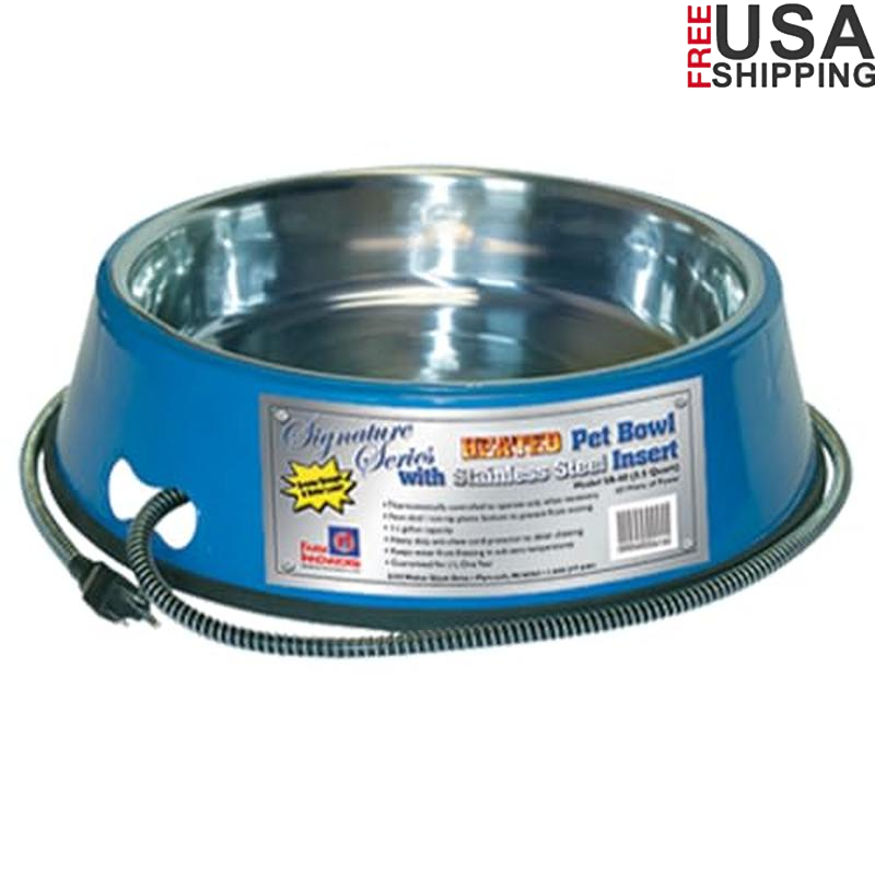 5.5 Qt Electric Heated Pet Bowl with Thermostat Non-Skid Durable Design