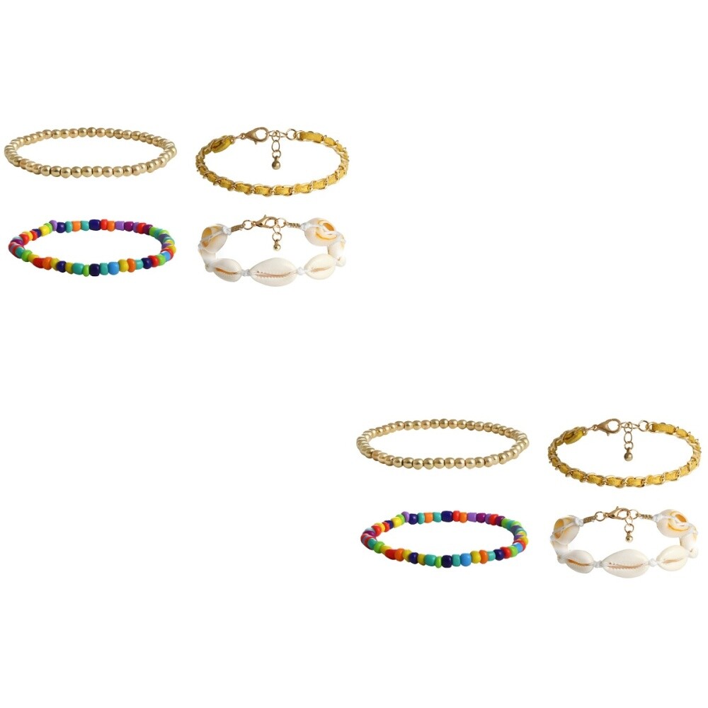 4pcs Adjustable Braided Strand Bracelet Set for Stylish Wristwear