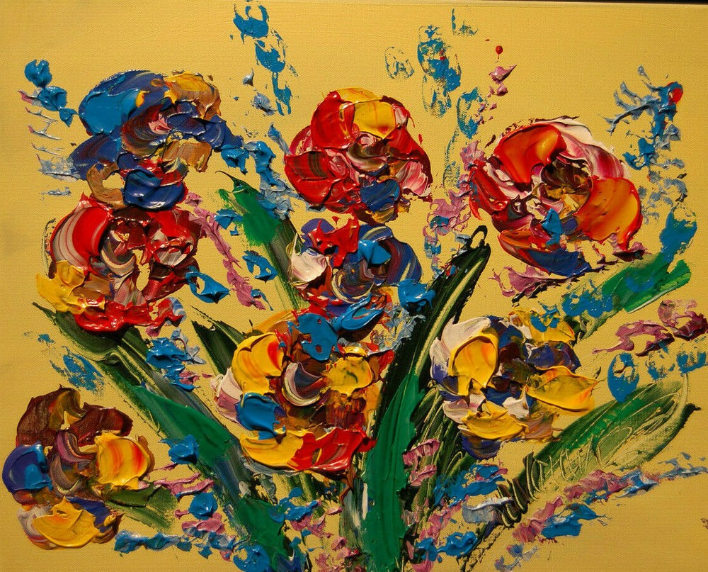 FLOWERS   SIGNED  Original Oil Painting on canvas IMPRESSIONIST ERNhRYNT