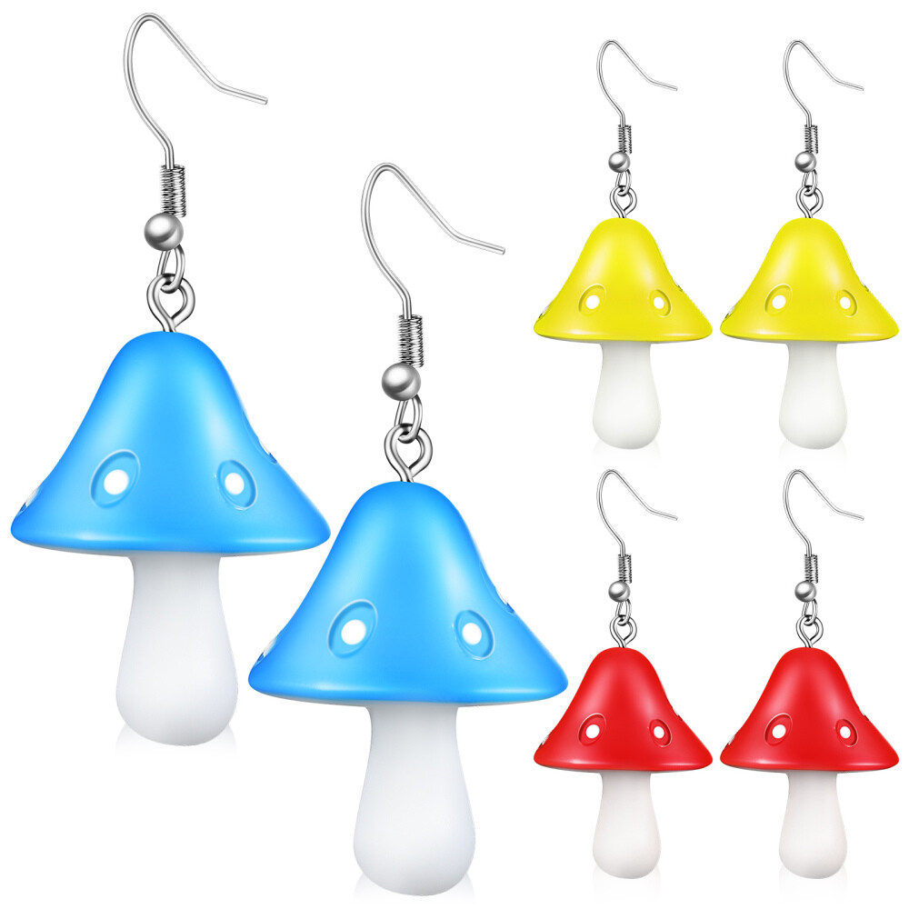 4 Pairs Colorful Stud & Dangle Earrings for Women Everyday Wear