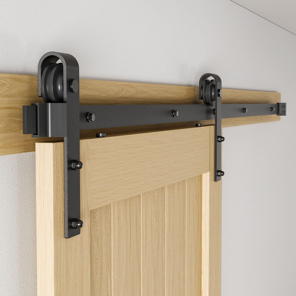 6.6FT Sliding Barn Door Hardware Kit for Single Door - Sturdy Smooth Quiet Operation