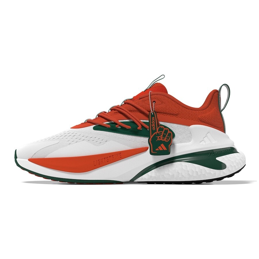 Miami Hurricanes Adidas AlphaBoost V2 White Orange Green Size 10 Mens Sneakers