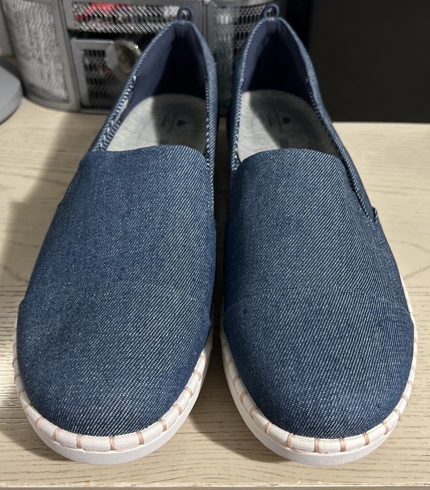 Clarks Step Glow Jade Denim Loafers Women Size 11 Comfort Flat Shoes