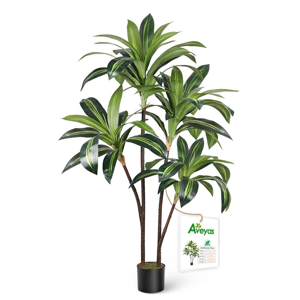 4ft Real Touch Artificial Dracaena Tree for Home or Office Decor