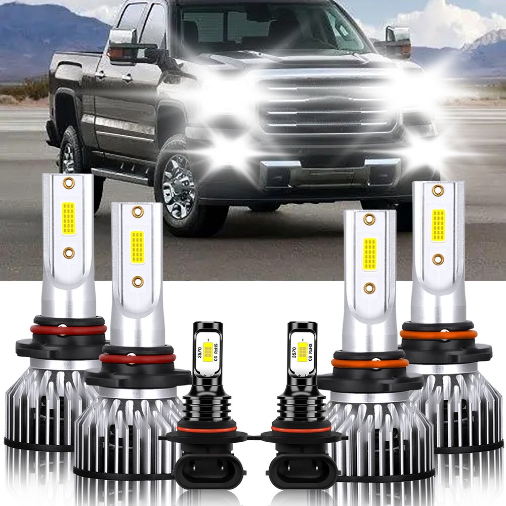 LED Headlight High Lo Fog Light Bulb Combo For GMC Sierra 1500 Classic 2007-2007