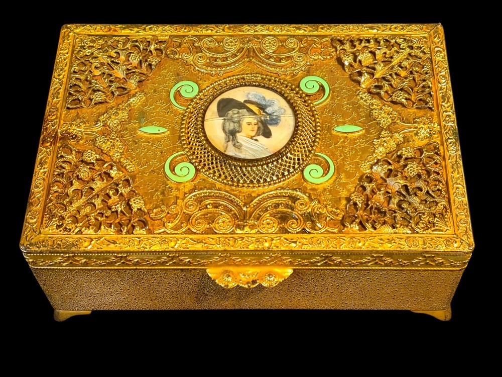 1920's Royal E & JB EMPIRE ART GOLD Trinket/Jewelry Box