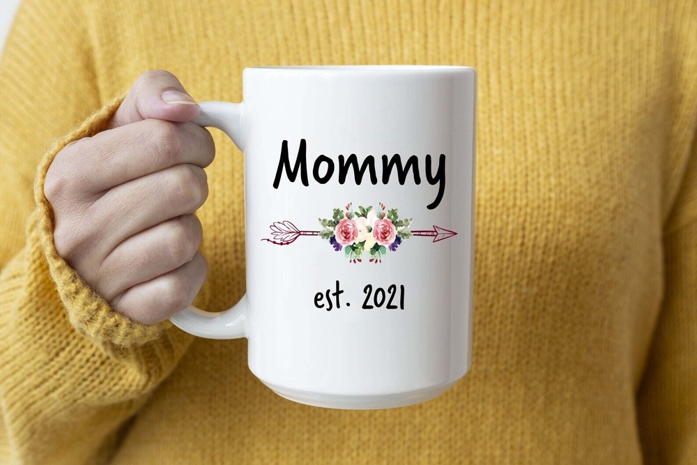 Mommy Est 2021 Mug New Mommy Arrow Coffee Mug Mug & Coaster Set Coffee Mug F