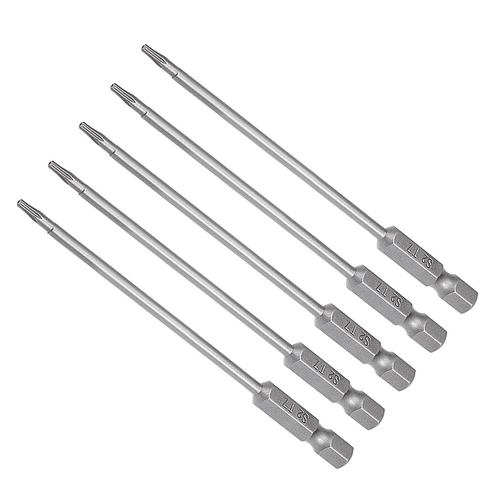 T7 Torx Screwdriver Bit Set 4 Inch 1/4 Hex Shank Magnetic Star Drill 5 Pieces
