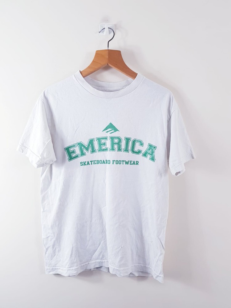 EMERICA Skate Mens T-Shirt White M Retro Vintage