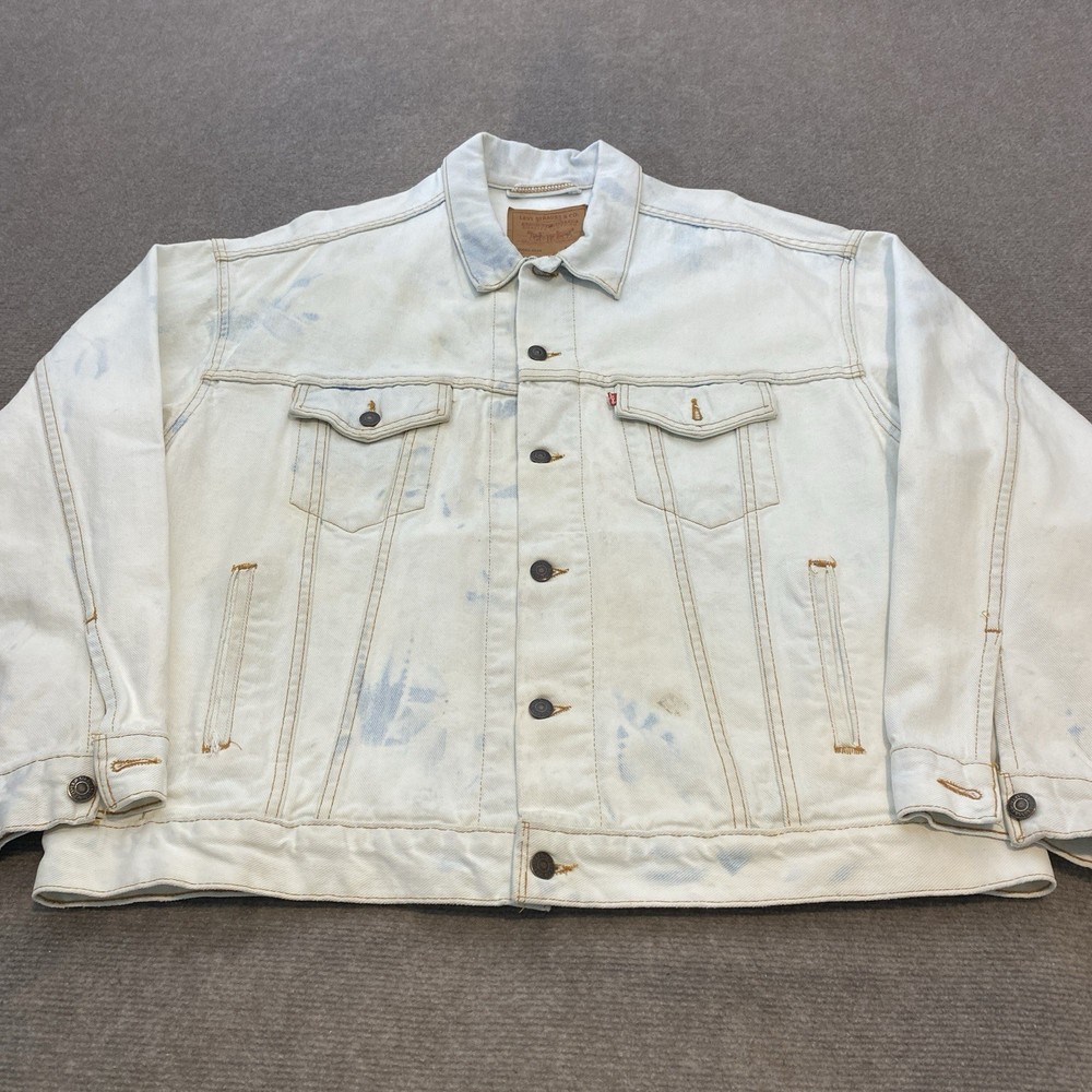 Vintage Levis Trucker Jacket Acid Wash Faded Blue Denim 70507 4834 USA Men XL