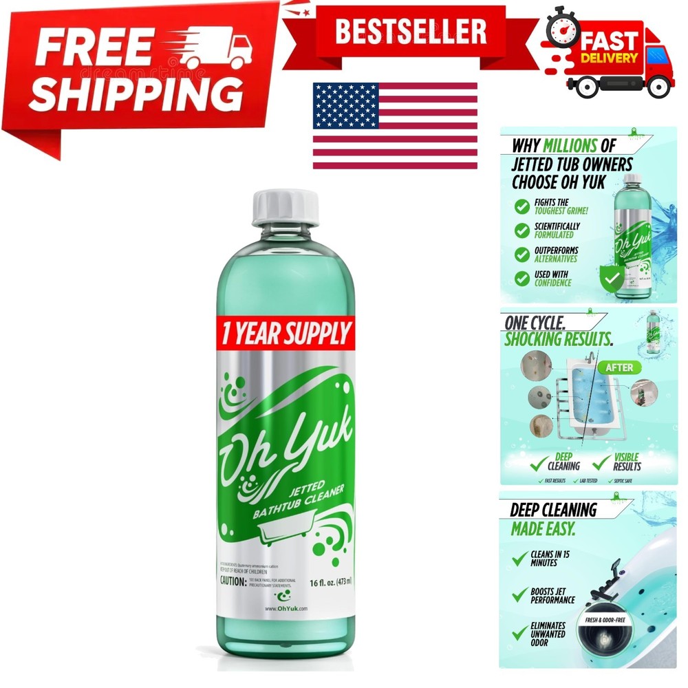 Septic Safe Liquid Cleaner for Jetted Tubs - 4 Cleanings Per Bottle, 16 Fl Oz