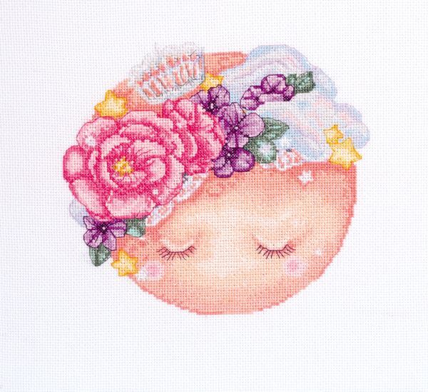 Cross stitch kit - The Moon 25x26cm White Aida 14ct needlepoint kit