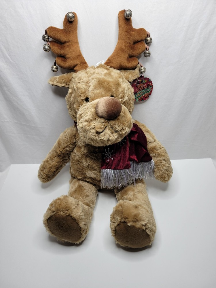 Reindeer Plush 28 inches Jingles the Reindeer Brown Christmas Jingle Bells