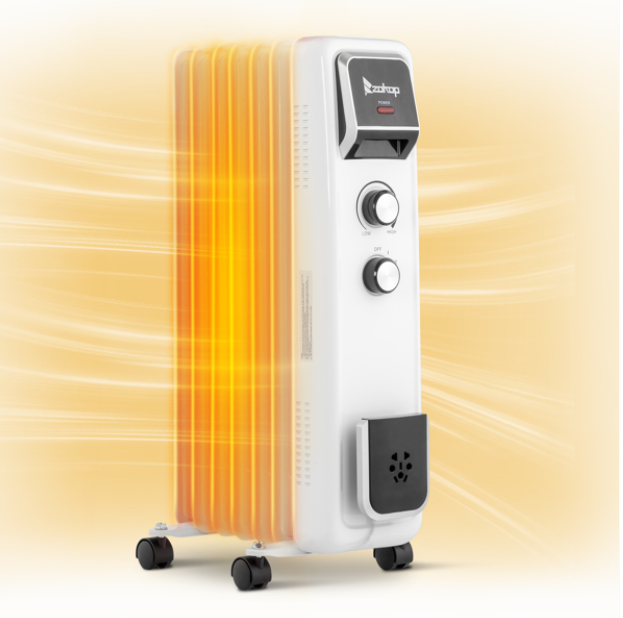 *ZOKOP 1500W Adjustable 7-Fin Oil Filled Radiator Heater, Large room, Indoor Use
