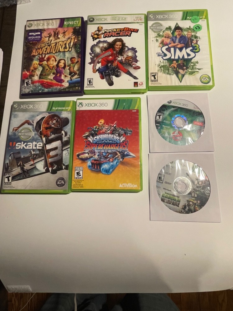 XBOX 360 GAME LOT OF 7 - SKATE 3 SKYLANDERS GHOSTBUSTERS
