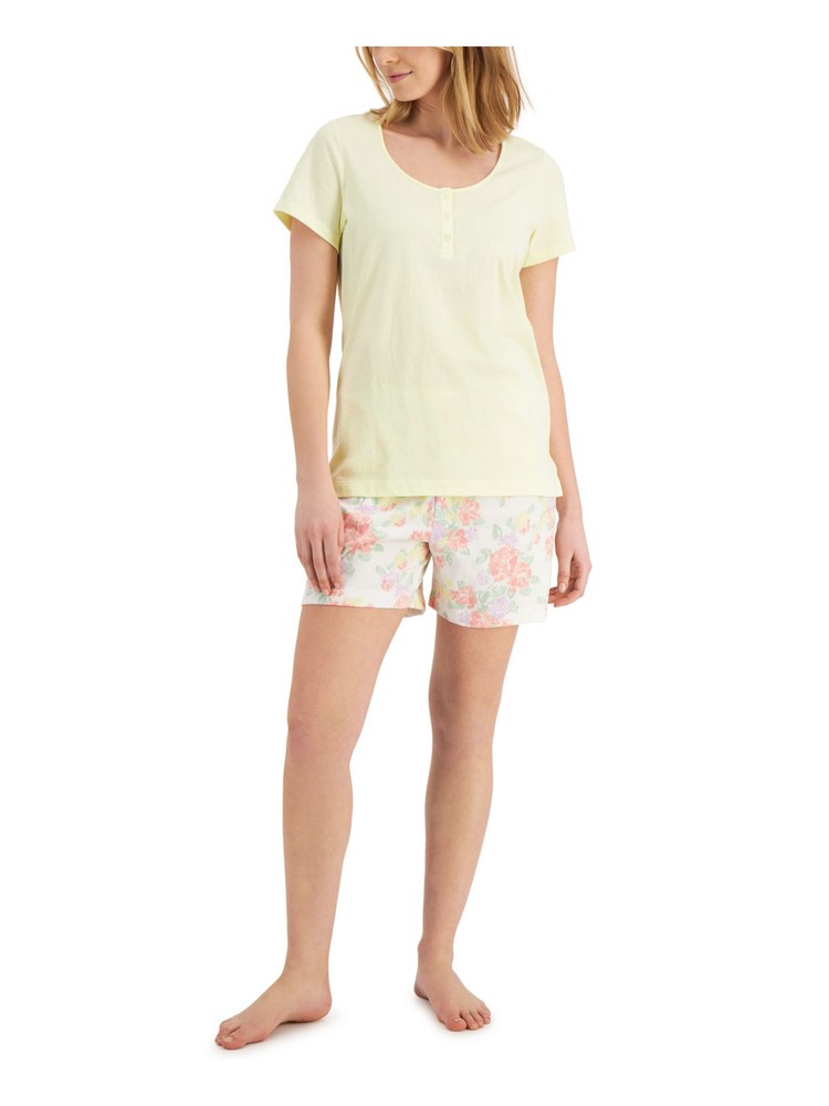 CHARTER CLUB Womens Yellow T-Shirt Top Shorts Pants Knit Pajamas XS