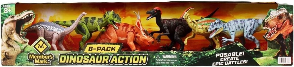 MEMBERS MARK 6-Pack Poseable Dinosaur Figures 2022 Edition Distressed Packaging-image