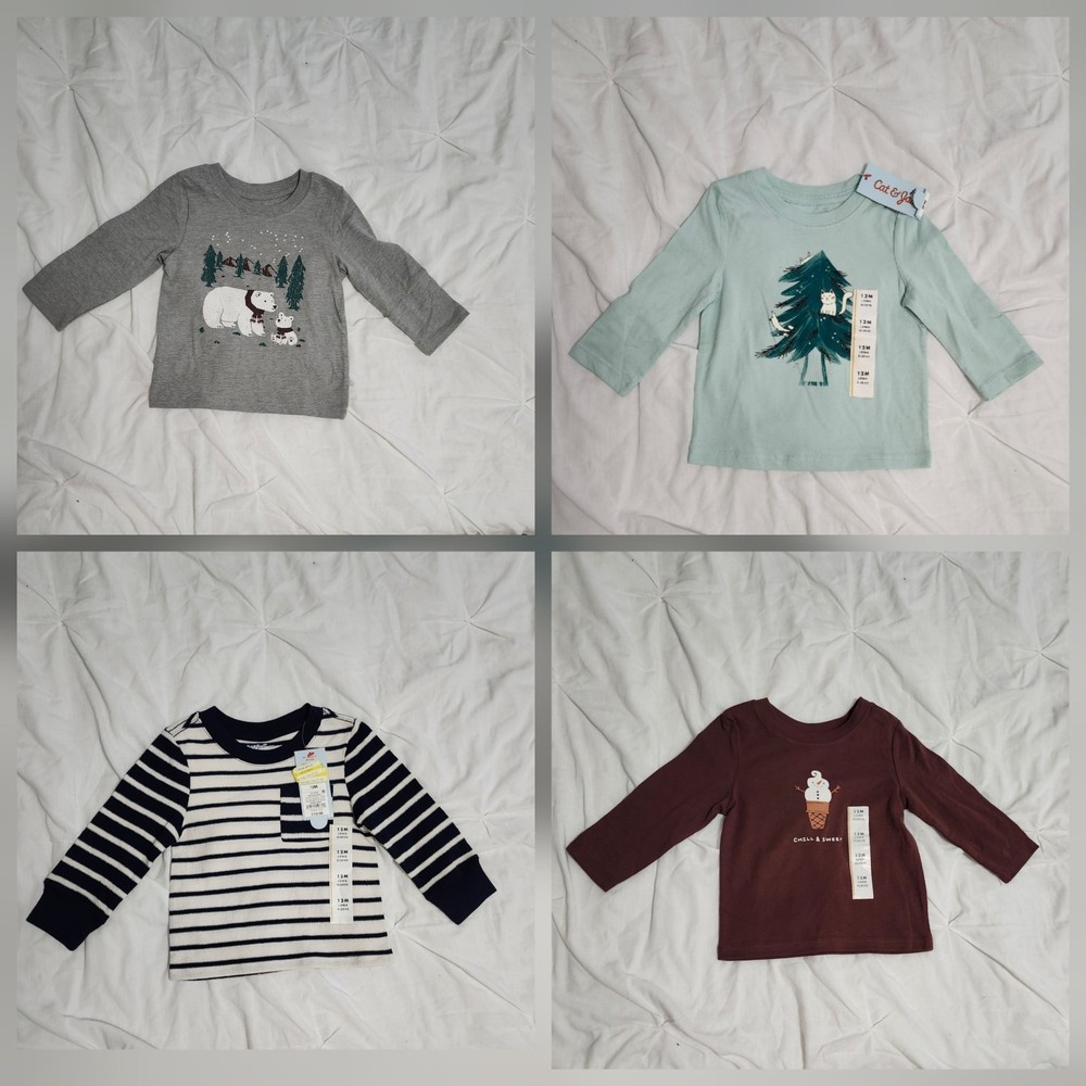 Baby 12 Months Unisex - Sweatshirts - 4 for $10- Bundle Lot-New.