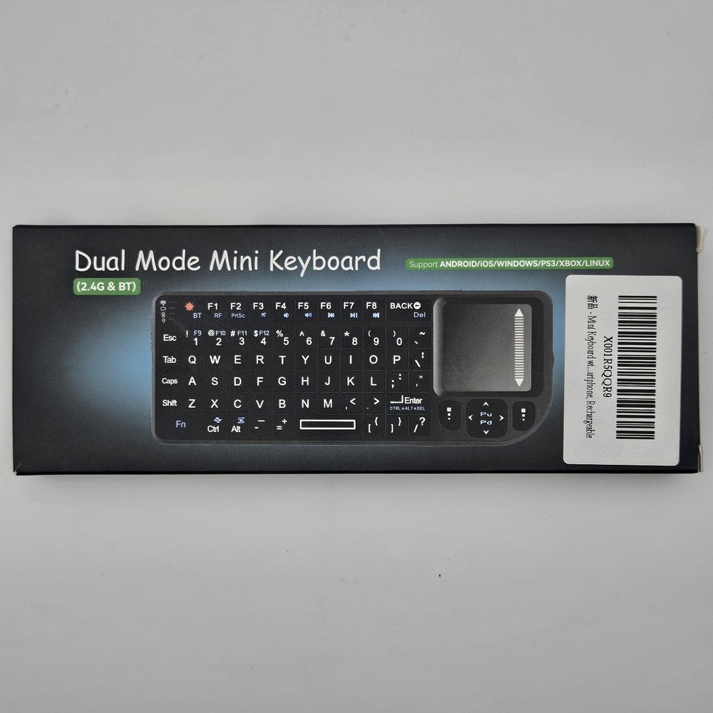 Dual Mode Ultra Mini Wireless (Bluetooth, 2.4Ghz) Black Keyboard & Touchpad NEW