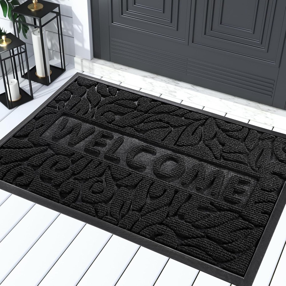 Yimobra 29.5x17 Inch Waterproof Black Outdoor Welcome Mat