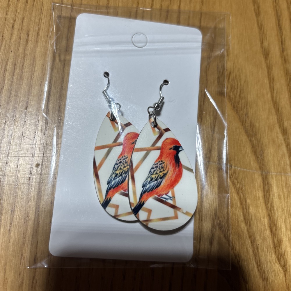 Earrings Orioles / Birds/  MDF Hook Backs Hand Sublimated/ Both Sides