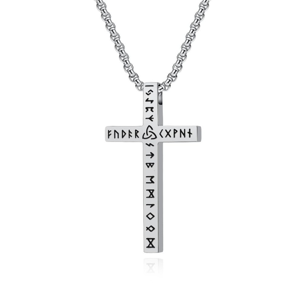 Stainless Steel Viking Runes Pendant Necklace for Men
