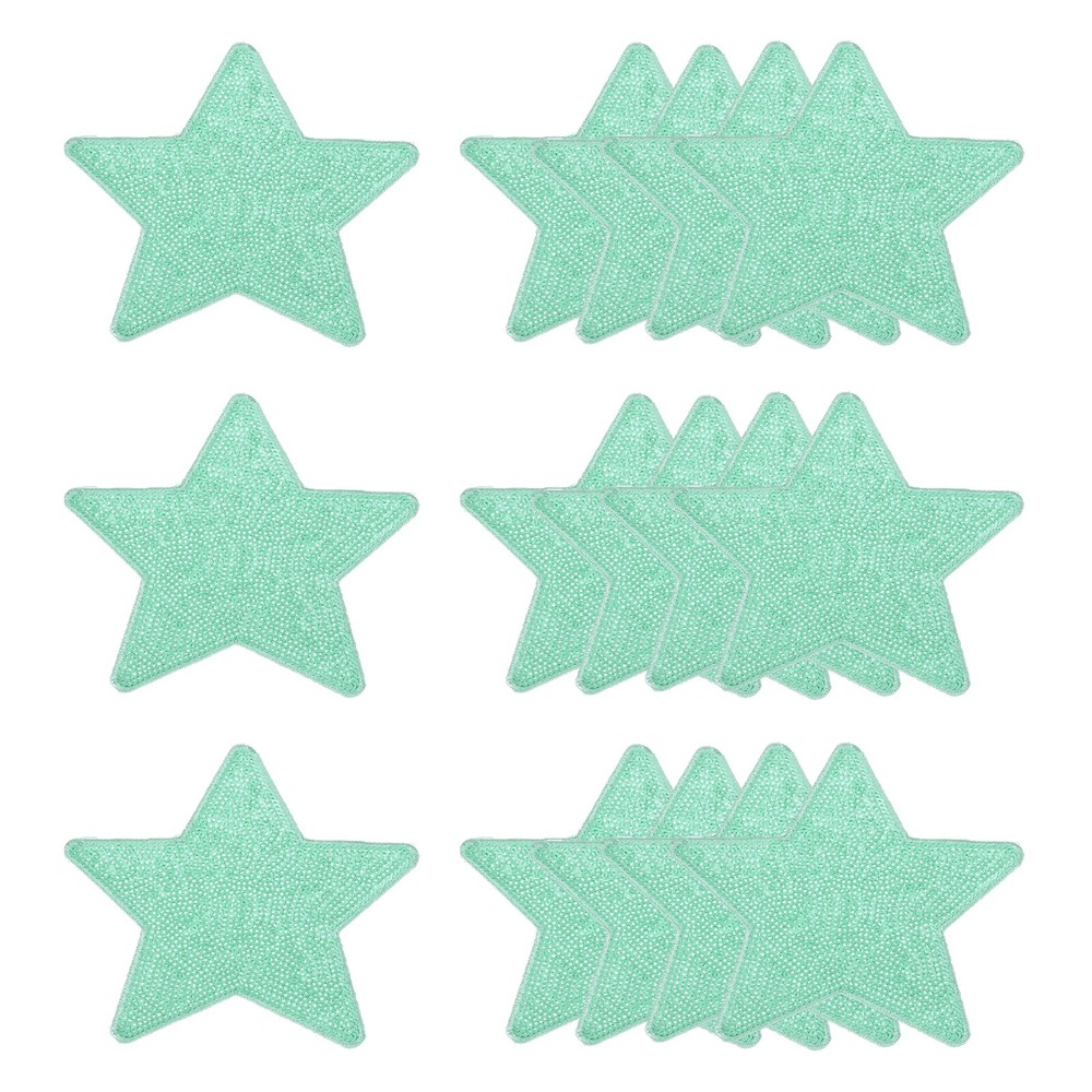 20 Pcs Green Sequin Star Iron-On Patches 5 x 4.7 Inch
