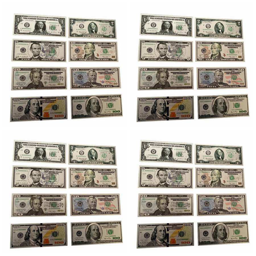 4 Set Dollar Bill Full Set Silver Banknote Colorful USD 1/2/5/10/20/50/100