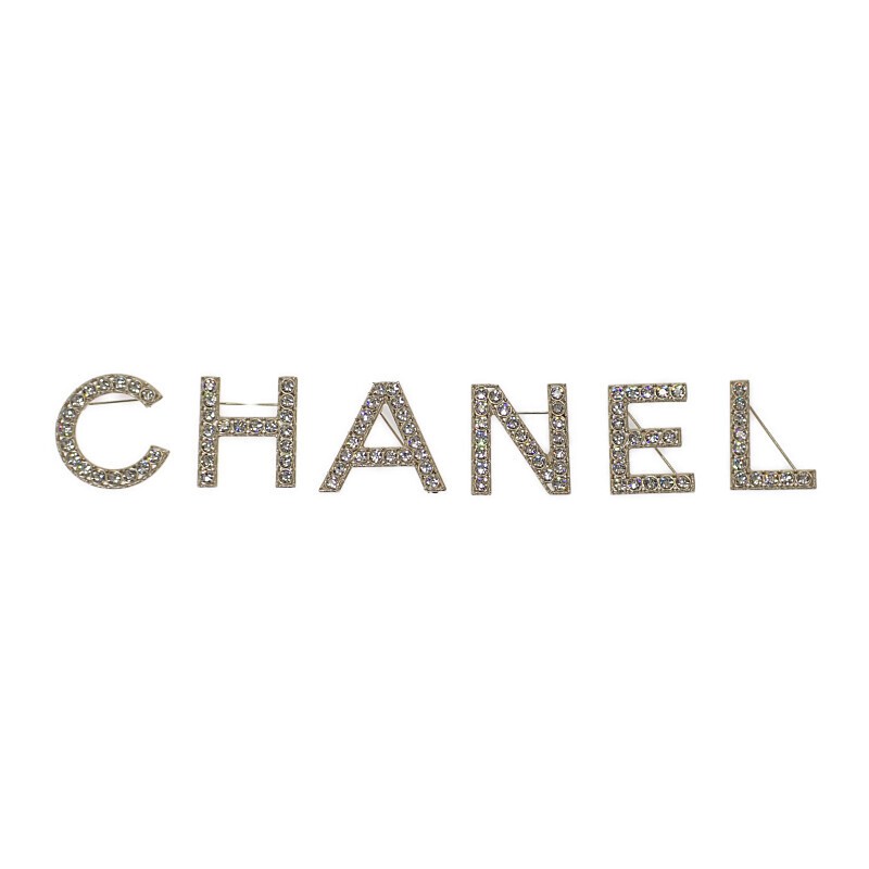 Chanel Crystal AB1368 Logo Brooch B19S 133387 Rhinestone