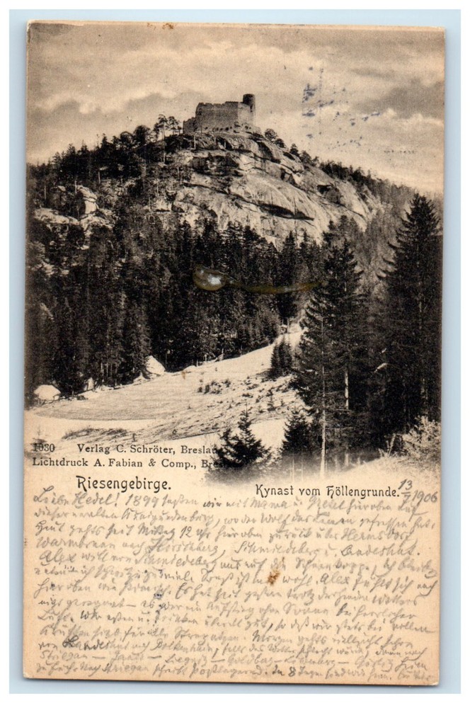 1906 Riesengebirge Kynast Vom Hollengrunde Czech Republic Postcard