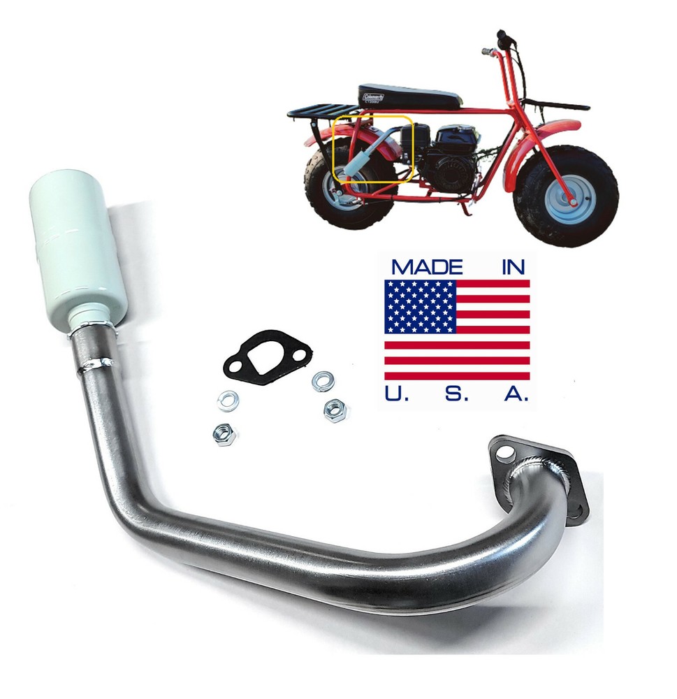 Exhaust With Muffler for: Coleman CT200U 196cc/6.5HP Gas mini bike.
