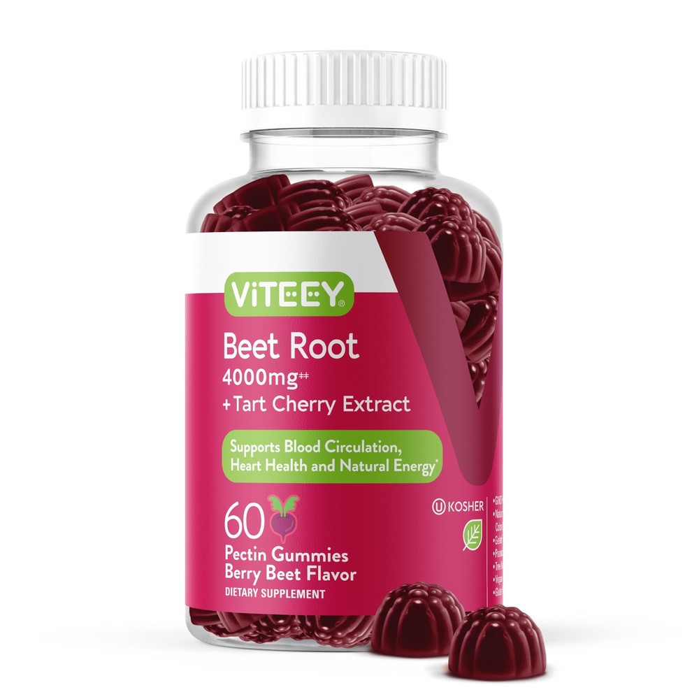 Beet Root Gummies 4000mg with Tart Cherry - for Healthy Blood Pressure Suppor...