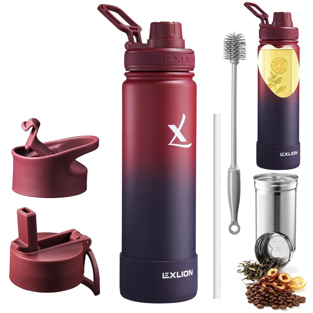 Tea Infuser Water Bottle 22 Oz – Triple Wall Insulated Stainless Steel, Loose...