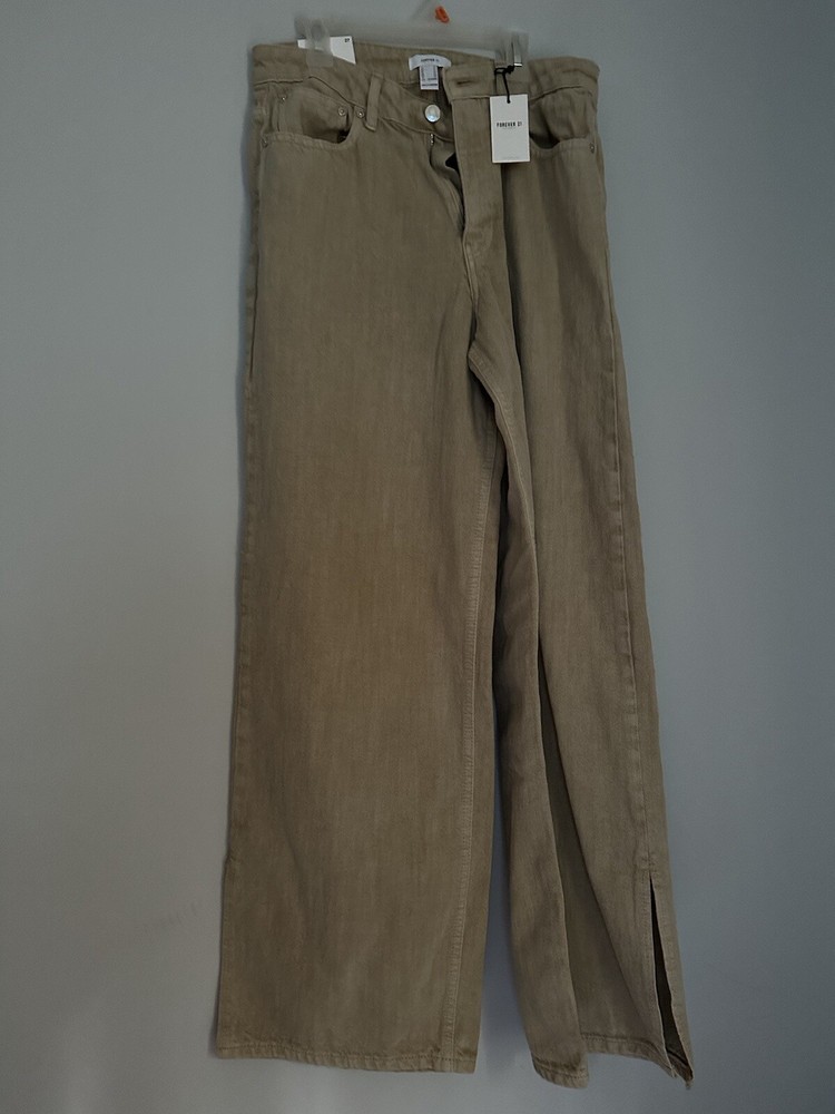 Forever 21 Women's Size 27 Wide Leg Boho Pants Beige