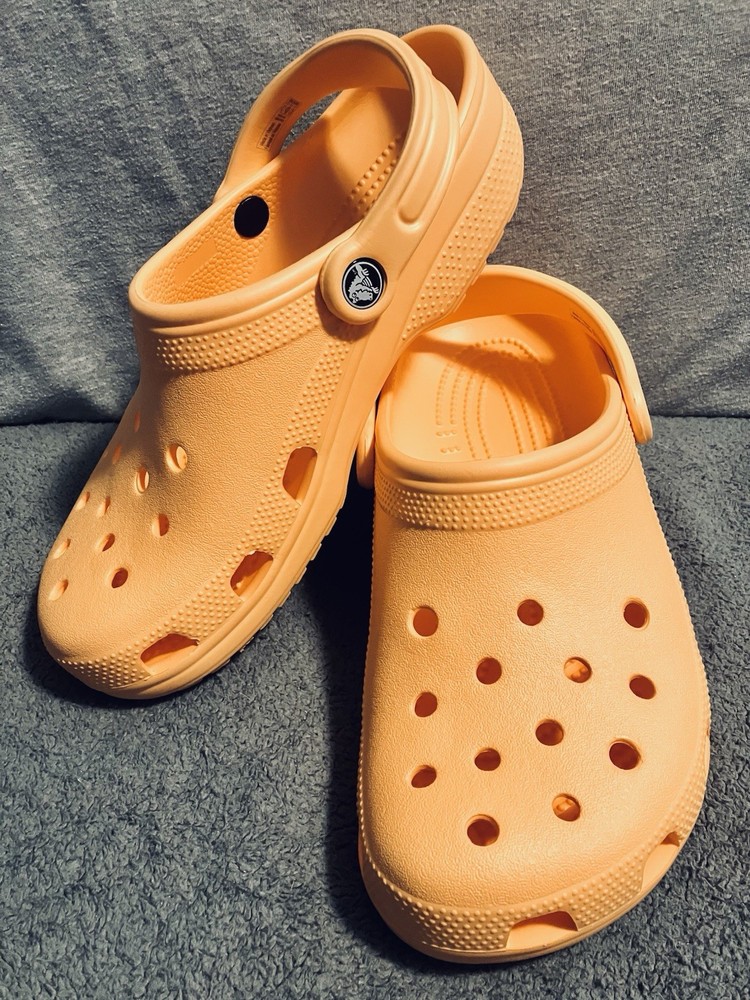 CROCS Classic Clogs UNISEX Orange Slip On Shoes Mens 7 Womens 9 GR8 Shape ✅ Pics