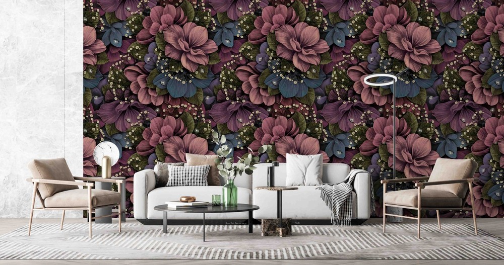 3D Baroque Style Floral Pattern Wall Murals Wallpaper Murals Wall Sticker 2