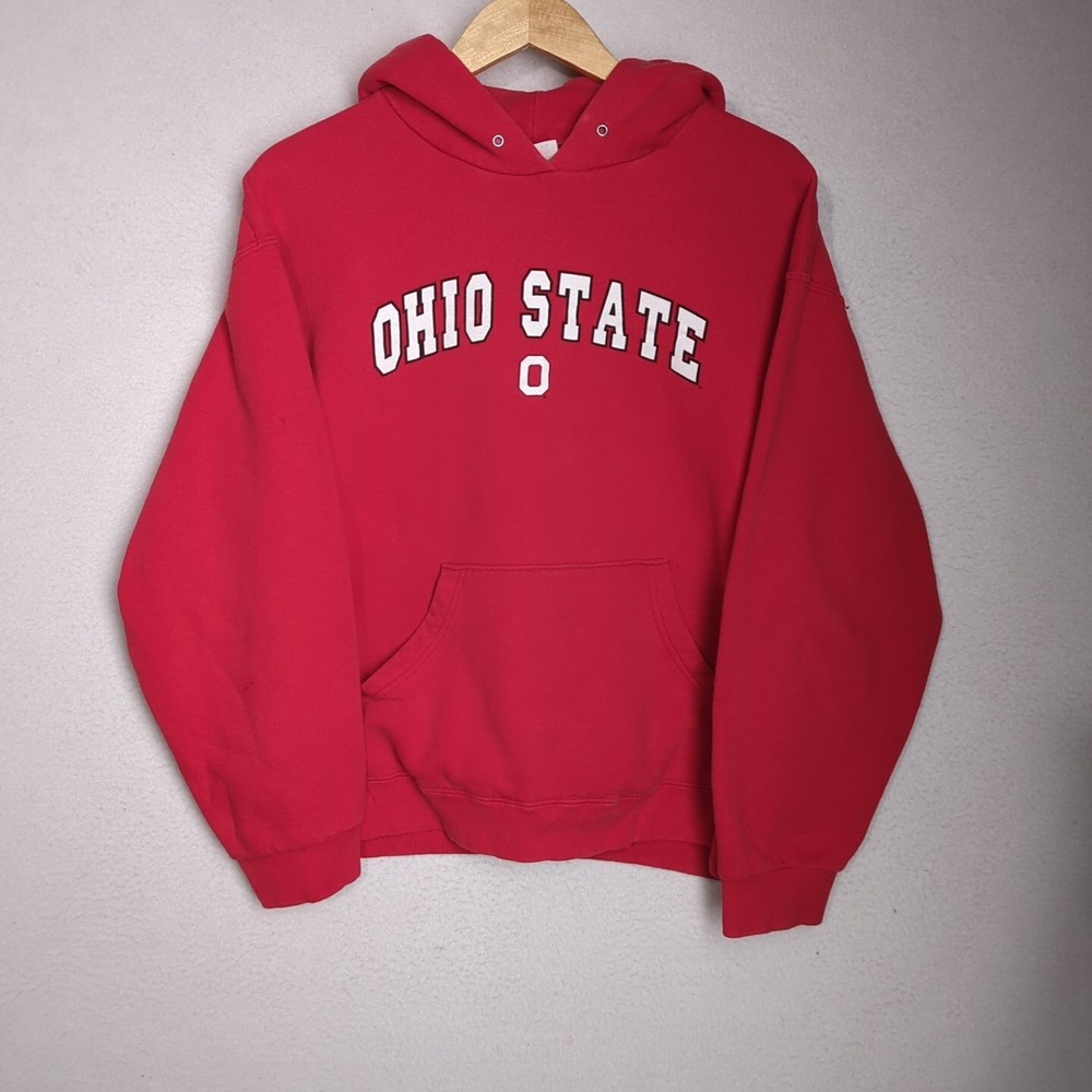 Vintage Fruit Of The Loom Men's Large Red Ohio State OSU Hoodie