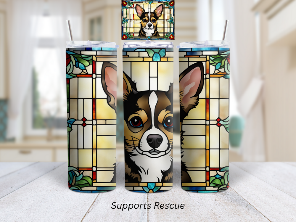 Stained Glass Chihuahua Dog Vibrant 20 oz Stainless Steel Insulated Tumbler