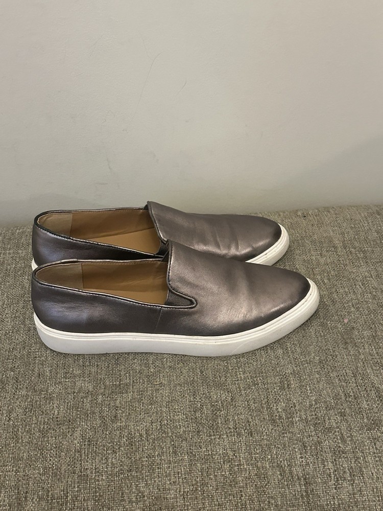 Franco Sarto Silver Metallic Slip On Loafers Size 8