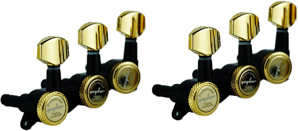 Guitar Locking Tuners Set of 6 for Electric Acoustic Guitars Gold Black