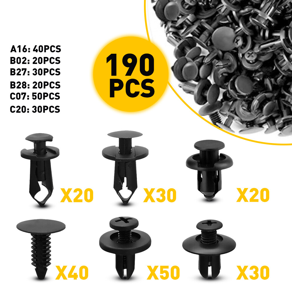 190pcs Universal Car Body Fastener Plastic Clips Rivets Panel Fender Retainer