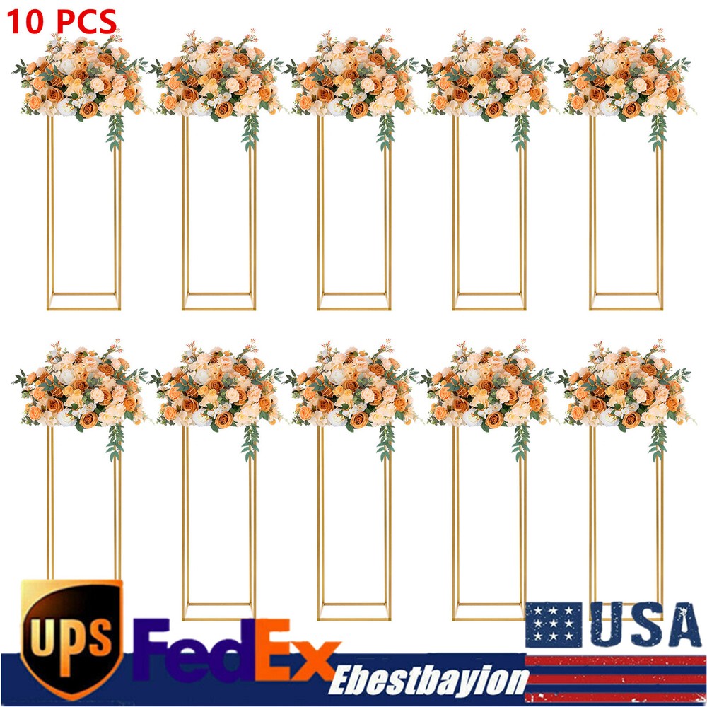 10PC 31.5-Inch Gold Metal Flower Stands for Wedding Table Centerpieces
